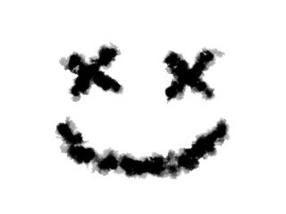 Horror scary smile painted with black ink brush stroke