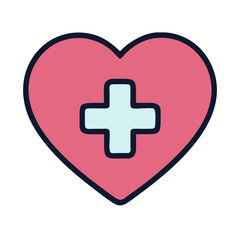 Fototapeta premium Heart with Medical Cross Icon - Health Care and Medical Support Symbol