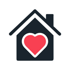 House with Heart Icon - Loving Home and Family Care Symbol