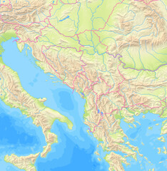Fototapeta premium Map of Montenegro and surrounding countries without any labels