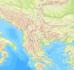 Map of North Macedonia and surrounding countries without any labels