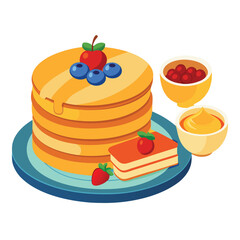 Pancakes  food  set isolated on white background