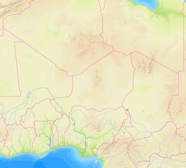Map of the Niger and surrounding countries without any labels