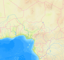 Map of Nigeria and surrounding countries without any labels