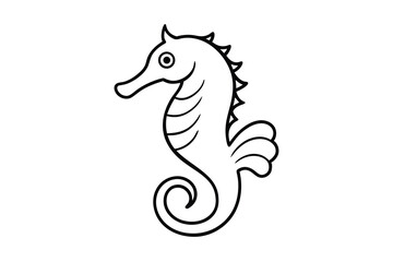 Adorable cartoon seahorse line art illustration design