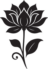 Obraz premium Elegant Flower Black Silhouette Vector, Decorative Floral Clipart & Stylish Botanical Design