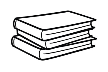 Stack of three books simple line drawing illustration