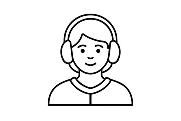 Happy person wearing warm headphones winter icon