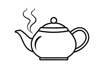 A simple line drawing of a teapot with steam