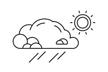 Sunny day with rain clouds and sun icon illustration