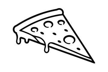 Delicious melted cheese pizza slice cartoon illustration