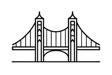 Iconic suspension bridge line art minimalist design