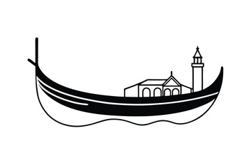 Gondola boat mosque lighthouse water transportation venice italy