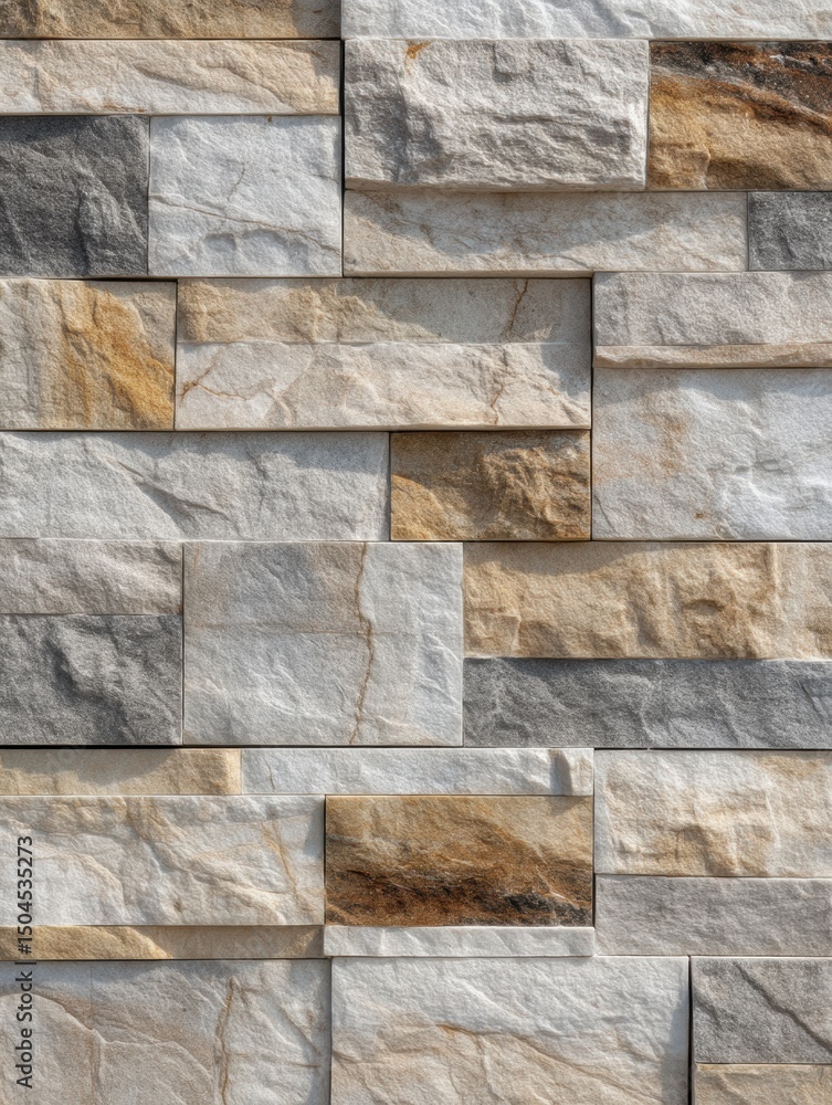 Leinwandbilder Stone Cladding Tiles Arranged in a Stylish Pattern on a Neutral Background With a Clear Right Zone for Versatility in Design Projects