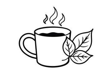 Hot tea mug leaves steam cozy drink warm beverage