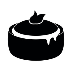Creme Caramel Dessert Food Black Vector Silhouette