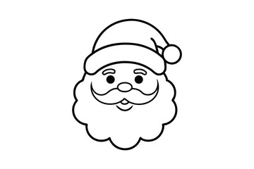 Santa claus head outline simple christmas design illustration