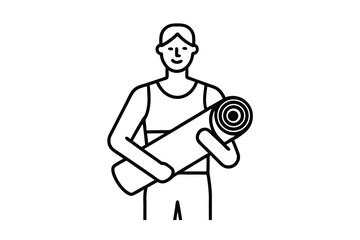 Person carrying rolled yoga mat fitness exercise workout gym sport