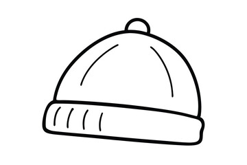Simple line drawing of a winter knit beanie hat