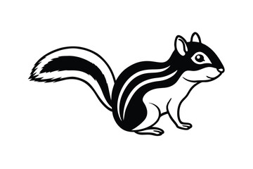 Adorable black and white chipmunk illustration cute rodent