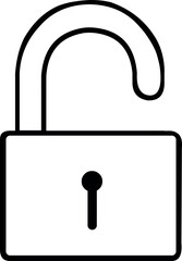 vector illustration drawing black and white open padlock icon