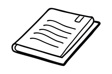 Simple line drawing of an open notebook ready for notes