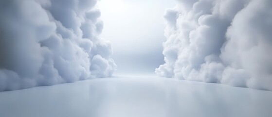 Serene cloudscape over reflective surface