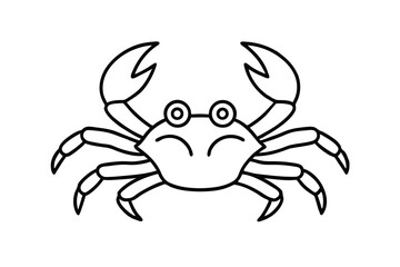 Adorable cartoon crab outline simple sea creature illustration