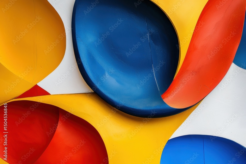 Poster dynamic overlapping shapes in vibrant primary colors abstract art