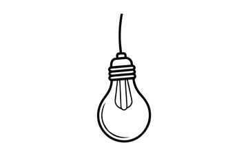 Hanging lightbulb simple line drawing idea concept