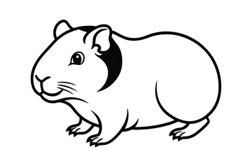Adorable guinea pig illustration black and white line art