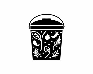 creative Silhouette Compost Bin Vector Illustration