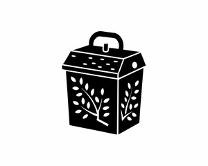 creative Silhouette Compost Bin Vector Illustration