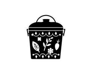 creative Silhouette Compost Bin Vector Illustration