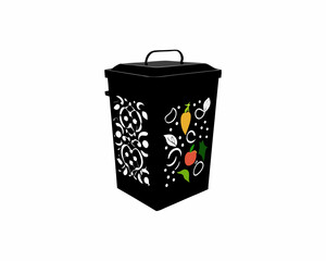 creative Silhouette Compost Bin Vector Illustration