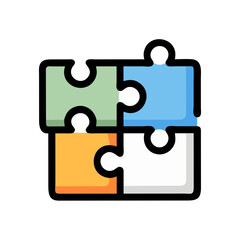 Puzzle Pieces Connection Icon Representing Problem Solving, Teamwork, and Strategic Integration