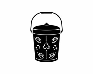 creative Silhouette Compost Bin Vector Illustration