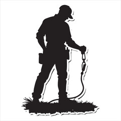 Graphic silhouettes of construction workers