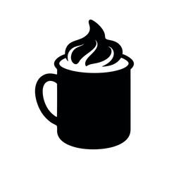 Hot Chocolate Cup Icon Black Silhouette Vector