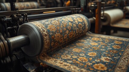 Textile printing process with focus on colorful patterns and machinery