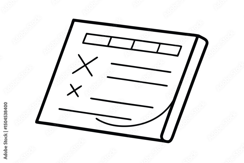 Poster simple line drawing of a checklist with x marks