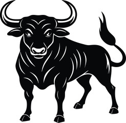 black and white vector illustration of a bull