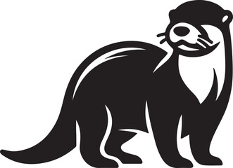 Fototapeta premium Otter Black Silhouette Vector, Playful River Animal Clipart & Wildlife Design