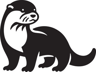 Fototapeta premium Otter Black Silhouette Vector, Playful River Animal Clipart & Wildlife Design