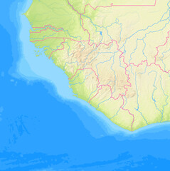 Map of Sierra Leone and surrounding countries without any labels