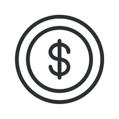 Obraz premium Single Dollar Coin Icon Representing Currency and Finance