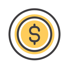 Single Dollar Coin Icon Representing Currency and Finance