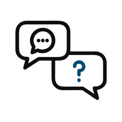 Speech Bubbles with Question Icon Representing Inquiry and Communication
