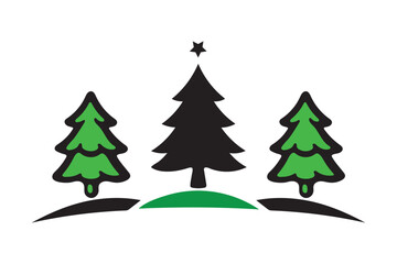 Obraz premium Christmas tree vector icon on white background.