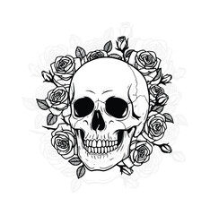 Skull with Roses Clipart